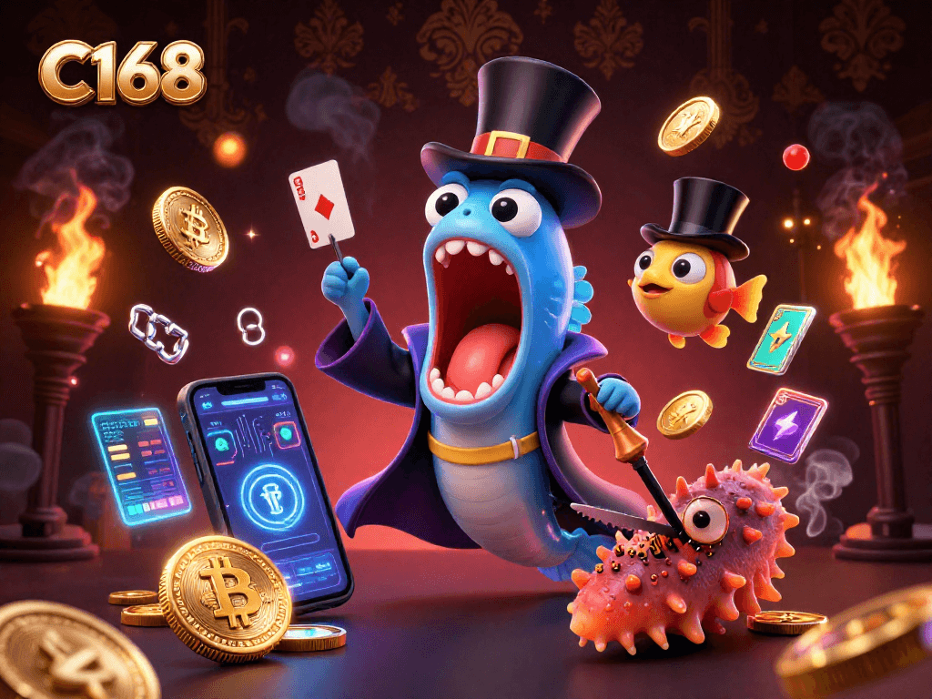 Engage in casino action with C168's vibrant 3D illustration featuring a magical underwater performance.