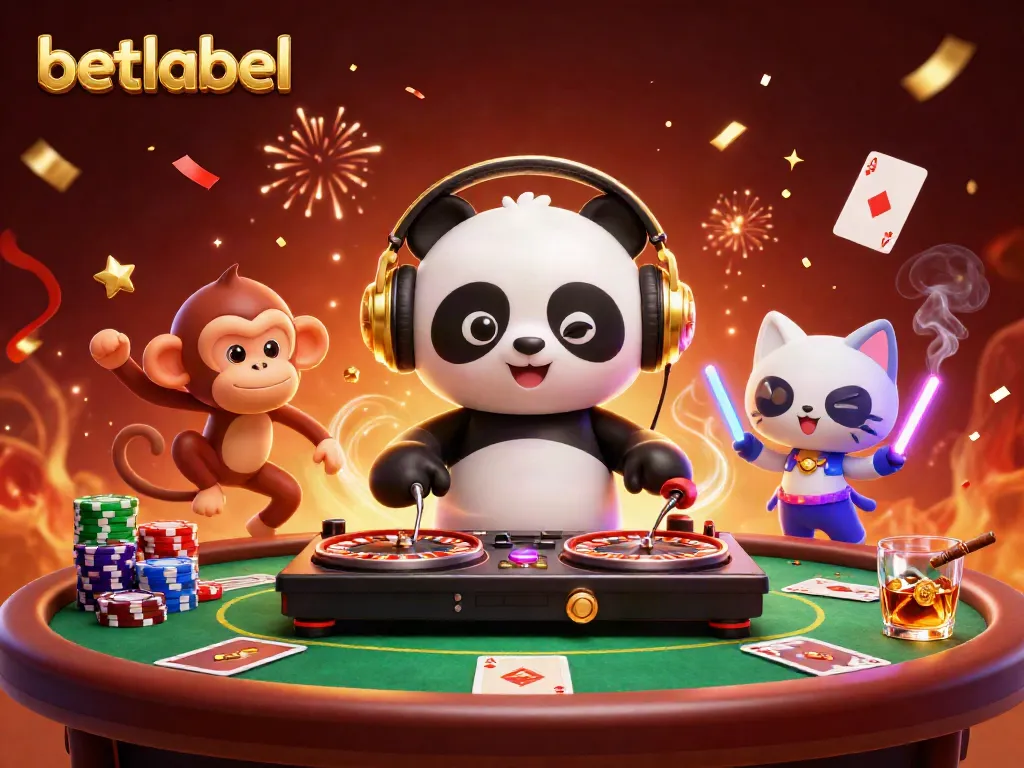 Engage with the thrilling atmosphere of betlabel featuring a DJ panda and vibrant casino action.