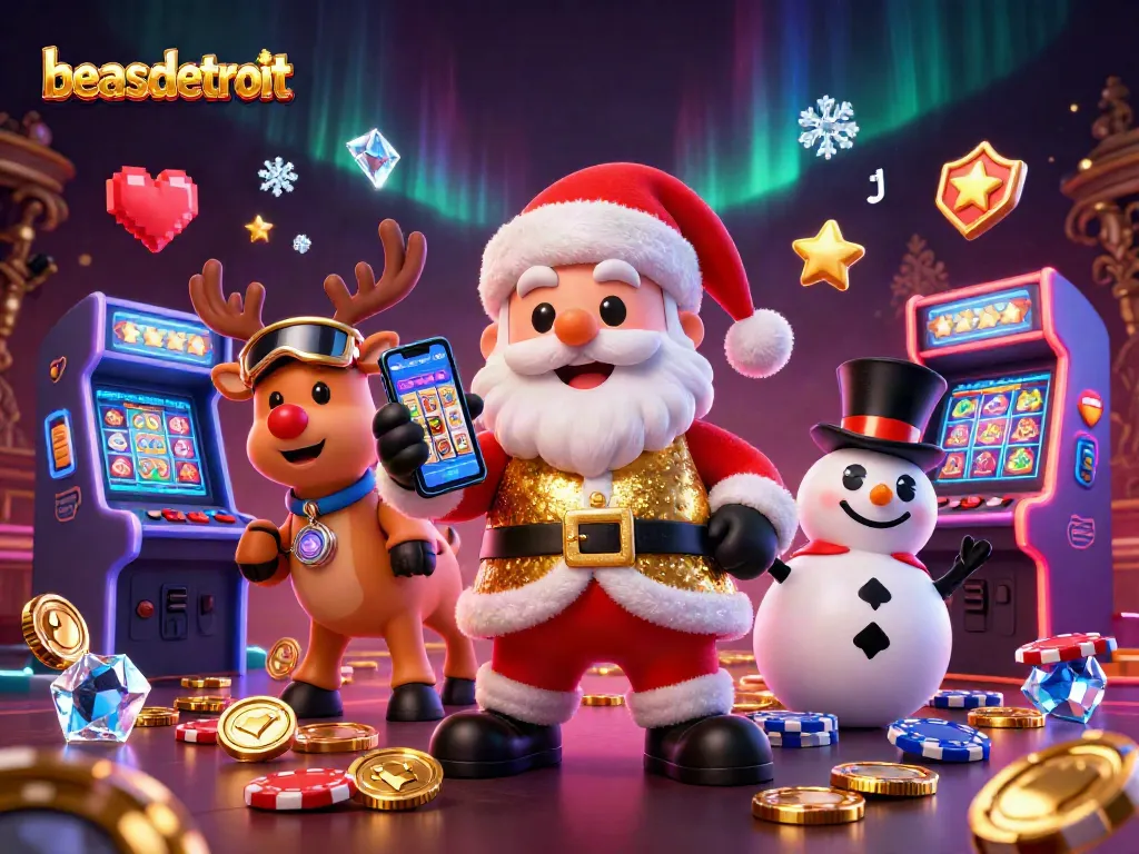 Join beasdetroit for a winning slot adventure with Santa, his reindeer, and a festive snowman.