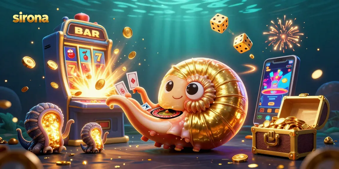 Sirona spins the jackpot with a golden nautilus, overflowing with casino treasures.