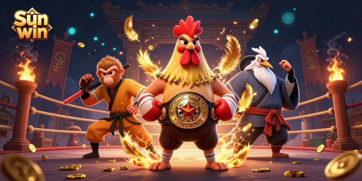 Experience thrilling action in this lively scene with Sun win's fierce characters in an epic casino setting.