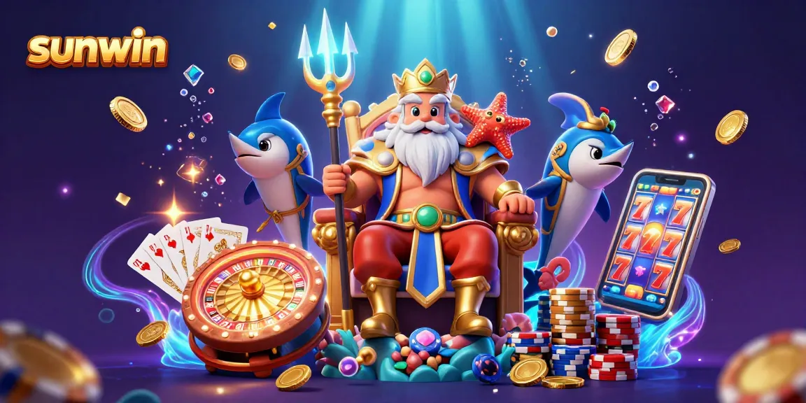 Engage in the excitement of sunwin with vibrant gaming elements and dynamic characters in a captivating casino scene.