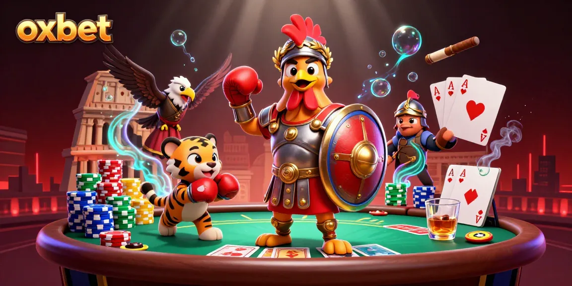 Engage with oxbet's thrilling betting scene featuring characters and vibrant poker elements.